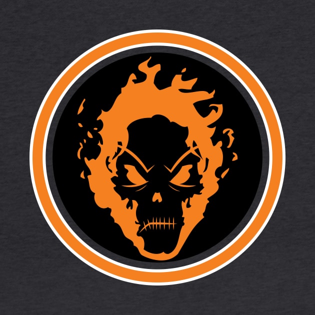 Evil Flaming Orange Skull Halloween icon Logo by CoySoup